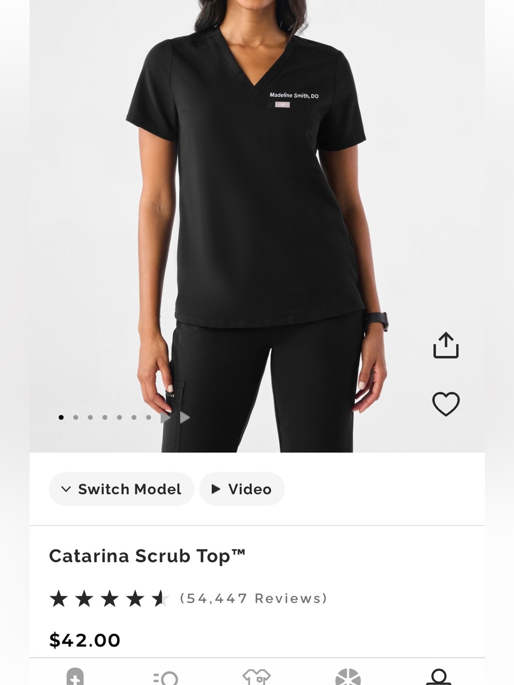 Figs one pocket scrub top NWOT